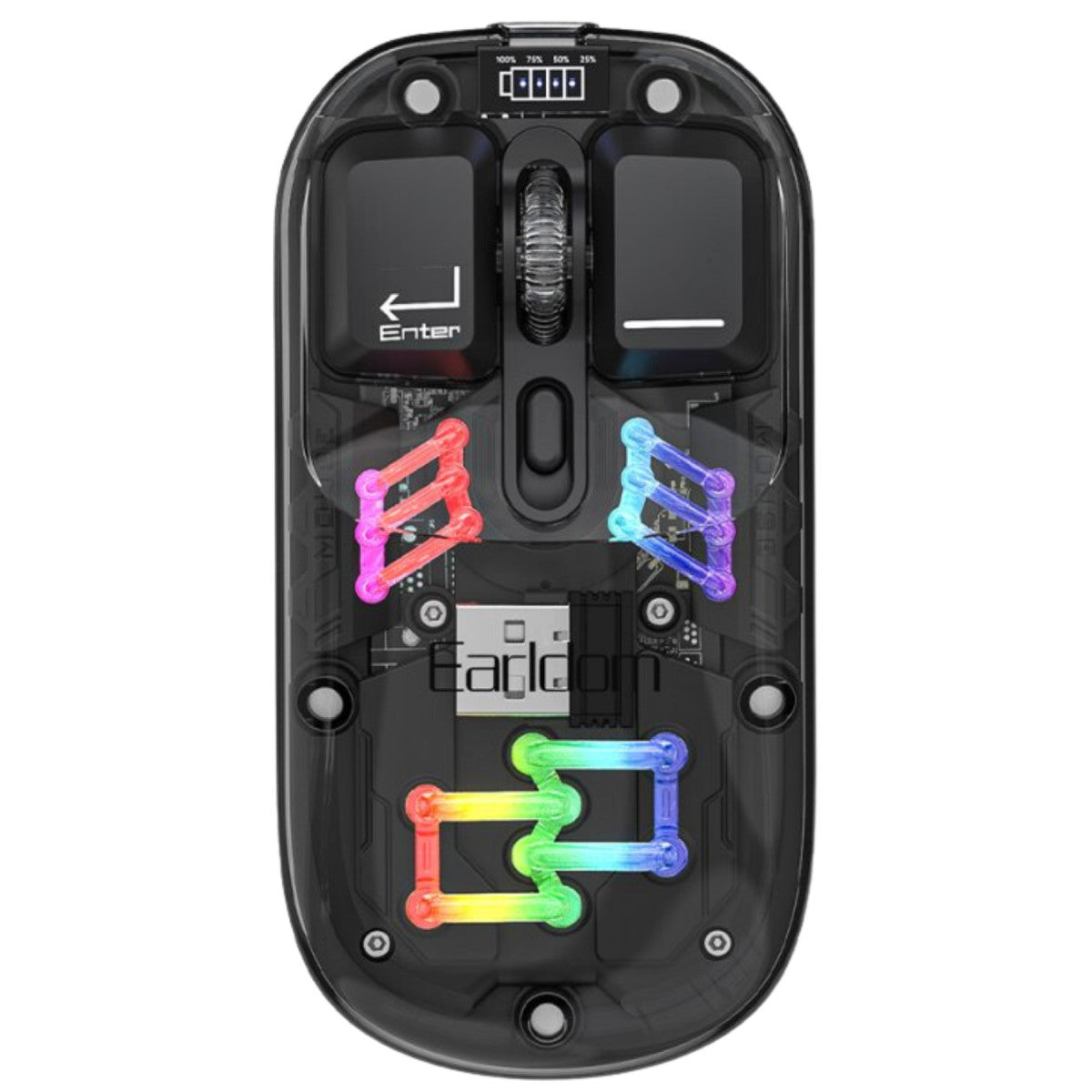 Earldom KM16 1600 DPI Sessiz Transparan Yapılı RGB Kablosuz Ofis Mouse